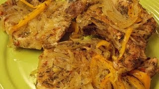 Baked Pork Chops With Peppers and Onions by TheHourGlassKitchen [upl. by Ethbin]