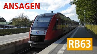 Nordbahn Ansagen der RB63 Neumünster  Büsum [upl. by Lizbeth]