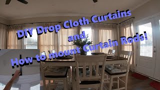 DIY Drop Cloth Curtains and Hanging Industrial Curtain Rods [upl. by Elset]