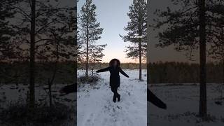 La plus heureuse 🥹 laponie lapland finland happy happiness christmas snow dream travel [upl. by Tonjes]