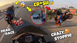 Drag race Bw Rc390 Vs Duke390 Gen3😤 Crazy stoppie [upl. by Nnaear]