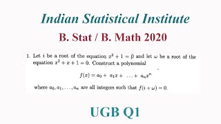 ISI  B Stat  B Math  UGB 2020  Q1  Construct a polynomial fiw0 [upl. by Faux]