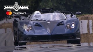 Horacio Pagani drives €15million Pagani Zonda Barchetta at FOS [upl. by Abercromby]