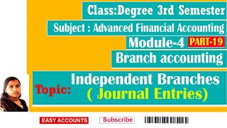 Degree 3rd SemAdvanced Financial Accounting Module 4  Branch accounting  Part19 Easy Accounts [upl. by Reine947]