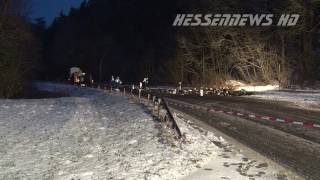 Diemelsee Gefahrgutunfall auf eisglatter Fahrbahn 02012017 [upl. by Ellehcyt]