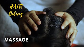 HAIR OILING Coconut Oil MASSAGE ASMR No Talking [upl. by Nnarual]