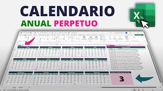 CALENDARIO Anual PERPETUO en Excel Automatizado con Eventos [upl. by Charmine]