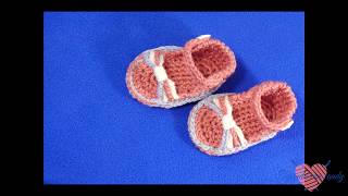 Sandalias para bebe en de 0 3 meses con la mano derecha crochet baby sandal DIY RIGHT HAND [upl. by Frankie629]