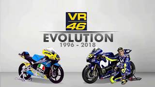 THE EVOLUTION OF VALENTINO ROSSI MotoGP BIKE 1996  2018 FreeWheelie [upl. by Nesahc]