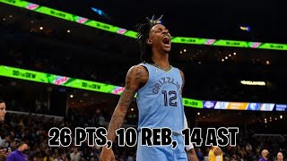 Ja Morant Full Highlights 26 PTS 10 REB 14 AST TRIPLE DOUBLE vs Bucks October 31 2024 [upl. by Ennybor443]