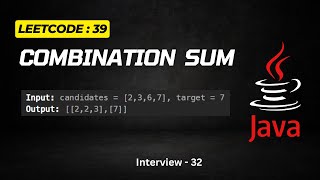 Combination Sum  Leetcode  39   ZOHO Interview  Java [upl. by Aneekas814]