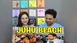 Pakistani Reacts to Pakistani visiting Juhu Chowpatty Beach Mumbai Mumbai Street Food  Indian food [upl. by Kliber]