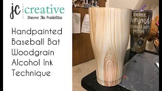 Baseball Woodgrain Tumbler Hand painted with Alcohol Inks [upl. by Sanchez]