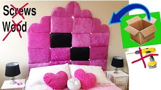 DIY Headboard with just cardboardNo wood no screws25 GREATEST HOME DECOR IDEAS YOUVE EVER SEEN [upl. by Denoting644]