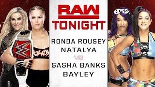 Lucha Completa Ronda Rousey amp Natalya Vs Sasha Banks amp Bayley  WWE Raw 21012019 En Español [upl. by Mano]