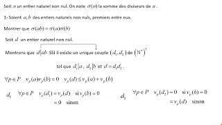 Exo Expression des diviseurs de ab qd pgcdab1  Csq sur la somme des diviseurs de ab  part 1 [upl. by Valente420]