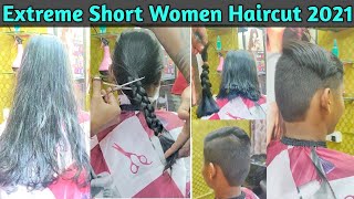 Extreme Short Haircuts for women 2021Long to very Short Haircut  Nape shave  Hair Transformation [upl. by Soilisav]