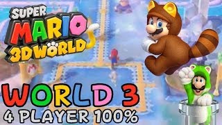 Super Mario 3D World  World 3 4Player 100 walkthrough [upl. by Bullen]