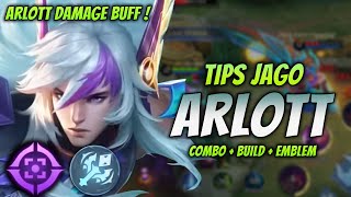 CARA MAIN ARLOTT DAMAGE BUFF  BUILD amp EMBLEM ARLOTT TERBARU 2024   ARLOTT EXP LANE GAMEPLAY [upl. by Adnalohs]