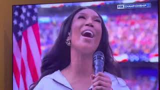 Brandy performs the national anthem prior to SFLA [upl. by Oijres]