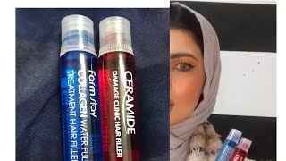 ريفيو امبولات فارم ستاي للشعر و طريقه استخدامها و يعني ايه فيلر شعر farm stay hair ampoules review [upl. by Annirac]