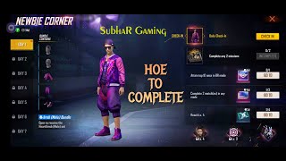 HOW TO COMPLETE NEWBIE CORNER EVENT IN FREE FIRE FULL DETAILS GARENA FREE FIRE [upl. by Myrah]