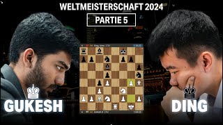 Gukesh vs Ding  Partie 5 der SchachWM 2024 [upl. by Kappel]