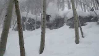 Vail Skiing Cliff Drop Jump  Vail Back Bowls [upl. by Shulock]