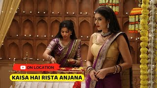 Kaisa Yeh Rishta Anjana On Location  Anmol Aur Mrudula Kar Rahe Pooja Ki Taiyari [upl. by Gershon]