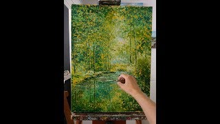 quotThe green paradisequot palette knife landscape oil painting by Nathalie JAGUIN [upl. by Nodlew]