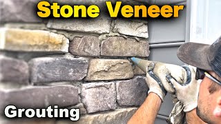 Stone Veneer Installation  Part 3 Grout FAST And EASY Method [upl. by Fachan]