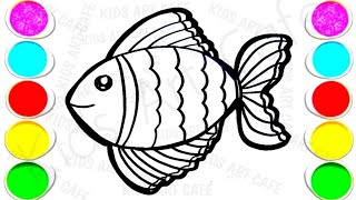 How To Draw Fish  Easy Drawing Colouring Fish  Kids Drawing Colouring Fish Easy Fish Drawing [upl. by Kotz]