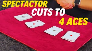 SPECTATOR CUTTING TO THE 4 ACES CARD TRICK [upl. by Severen]