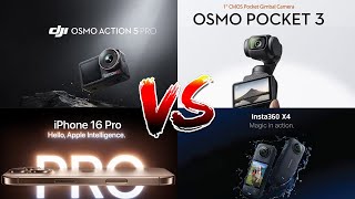 Walking Camera Comparison DJI Osmo Action 5  DJI Pocket 3  Insta360 x4  Iphone 16 day amp lowlight [upl. by Vincenta]