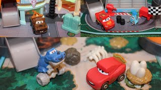 Mattel Disney Cars on the Road Mini Racers Dinopark Piston Cup amp Radiator Springs Cavecar McQueen [upl. by Iraj]