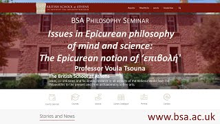 Voula Tsouna Issues in Epicurean philosophy of mind and science 1 The Epicurean notion of επιβολή [upl. by Nonohcle]