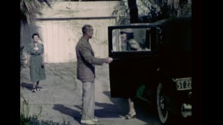 Mignonne Woolsey arriving by car at her Palm Springs home Home movie 1938Wife of Robert Woolsey [upl. by Harwell]