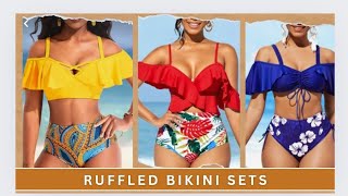 Latest Beach wearRuffle BikiniDesignsSwimsuitsBeach outfits collection shortsshorts [upl. by Aidaas]