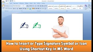 How to Insert or Type Signature Symbol or Icon Using Shortcut Key In MS Word [upl. by Ynned722]