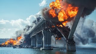 Crimean Bridge Gone Forever Ukrainian F16s Destroy Crimean Bridge [upl. by Nwahsear]