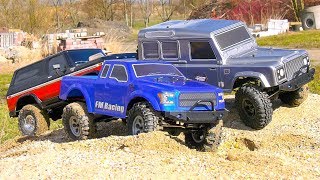 AWESOME RC CRAWLER ACTION FORD RAPTOR FM ELECTRICS LAND ROVER DEFENDER BRONCO [upl. by Tloc]