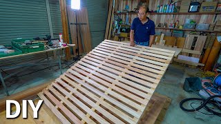 For Newlyweds Low Bed Frame Made With Straight Grain Cedar Turns Out Beautiful Carpenter’s DIY [upl. by Htrahddis]