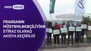 COP29da Fransanın müstəmləkəçiliyinə etiraz olaraq aksiya keçirildi [upl. by Oderfla520]