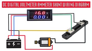 Digital Voltmeter Ammeter DC 100V 50A LED Amp Volt Meter with Shunt Wiring amp Connection Diagram [upl. by Nivanod]