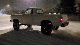 Dodge W150 360  4Speed np435 Snow Drifting [upl. by Ayamahs]