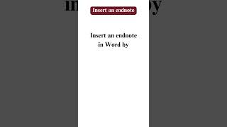 How to insert an endnote in MS Word  shorts [upl. by Rame]