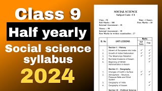 class 9 Social science half yearly syllabus 2024 SEBA [upl. by Sellers]