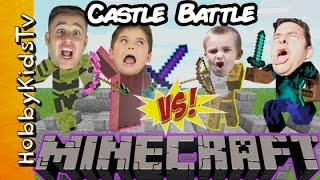 Minecraft Castle Build Treasure HUNT Bro VS Bro with HobbyKidsTV [upl. by Llerut]