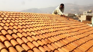 What A Amazing Technique of Making Spanish Roof Design  How to Roof khaprail tile install methods [upl. by Ailuy]