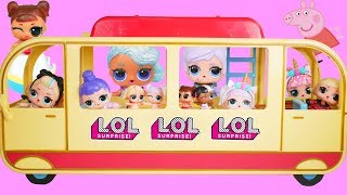 LOL Surprise Dolls Ride Deluxe Transforming Camper Van Mansion Doll House [upl. by Llirrehs]